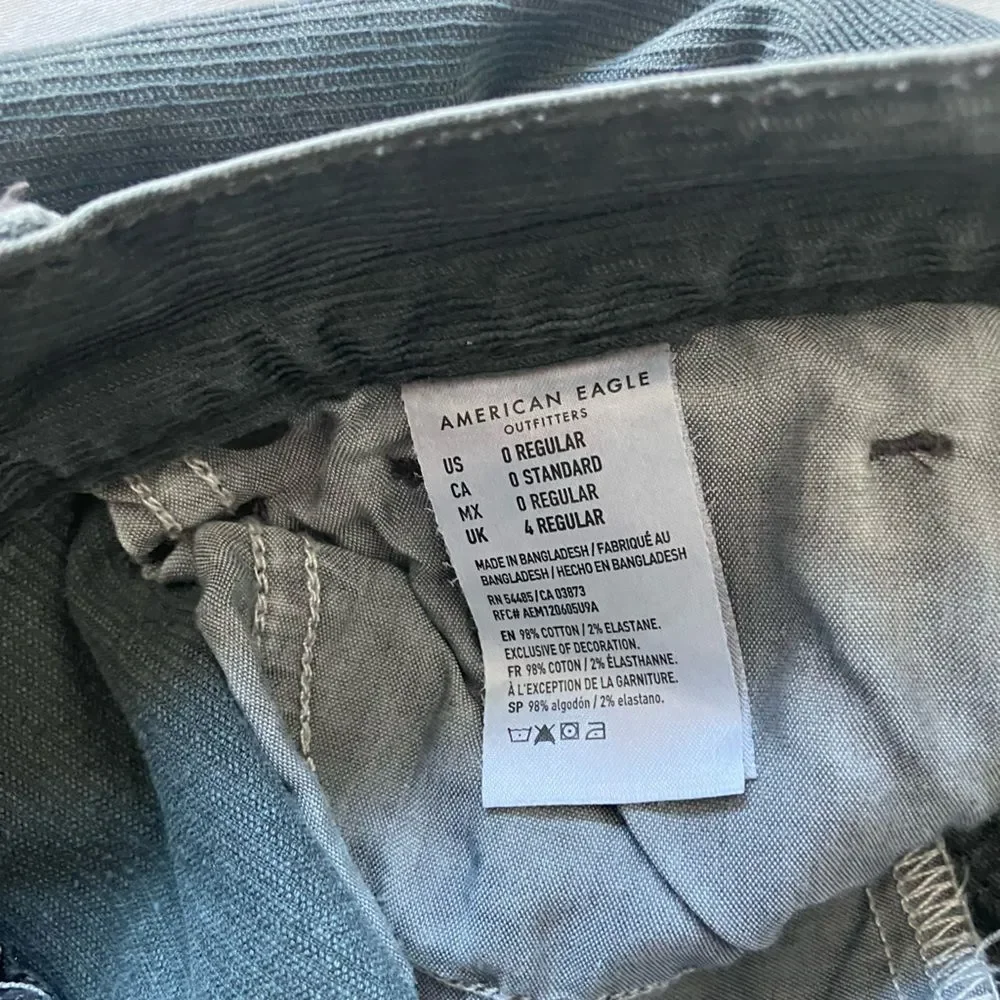 AMERICAN EAGLE Grey Corduroy High Rise Pants Size 0 - Picture 10 of 14